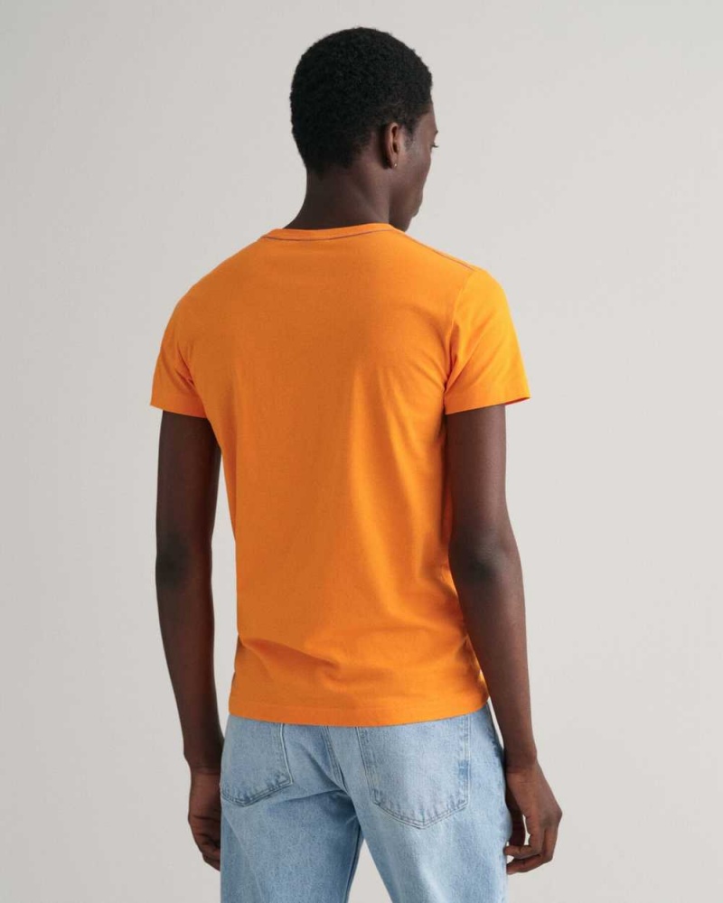 Gant Contrast Logo Men's T-Shirt Persimmon Orange | UNSMP-1703