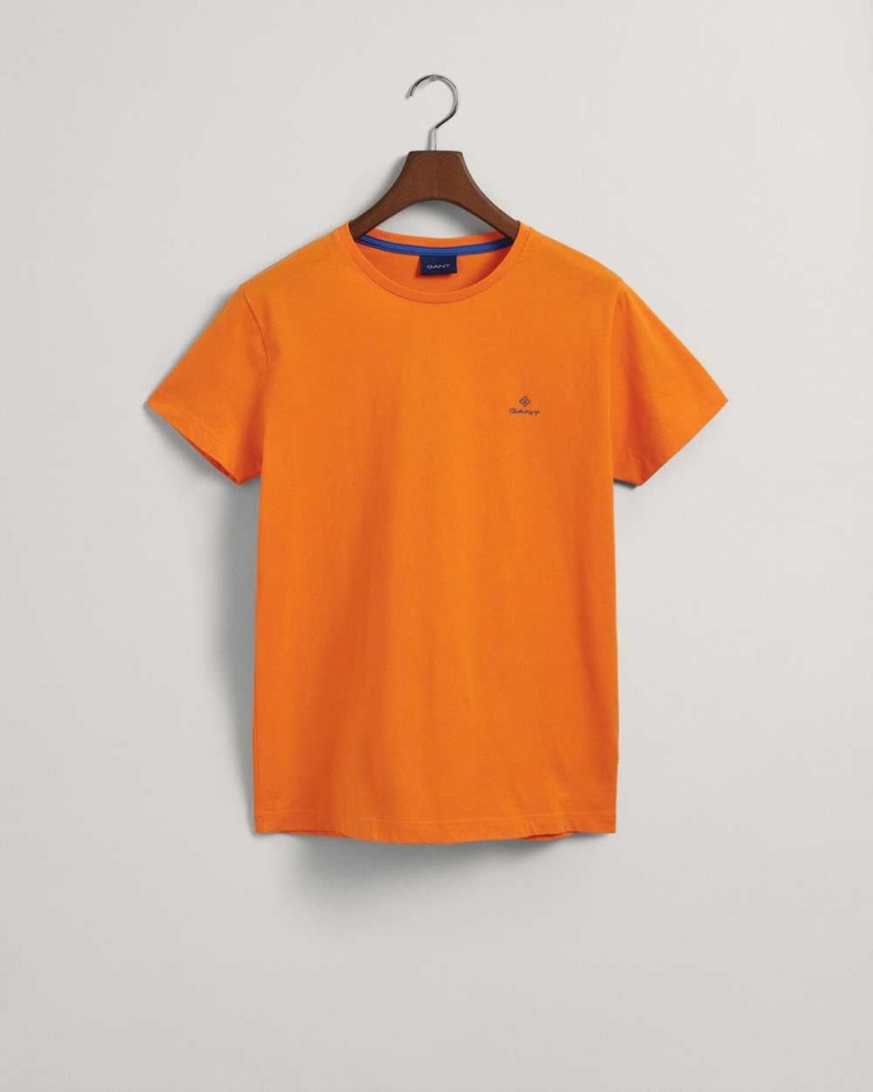 Gant Contrast Logo Men's T-Shirt Persimmon Orange | UNSMP-1703