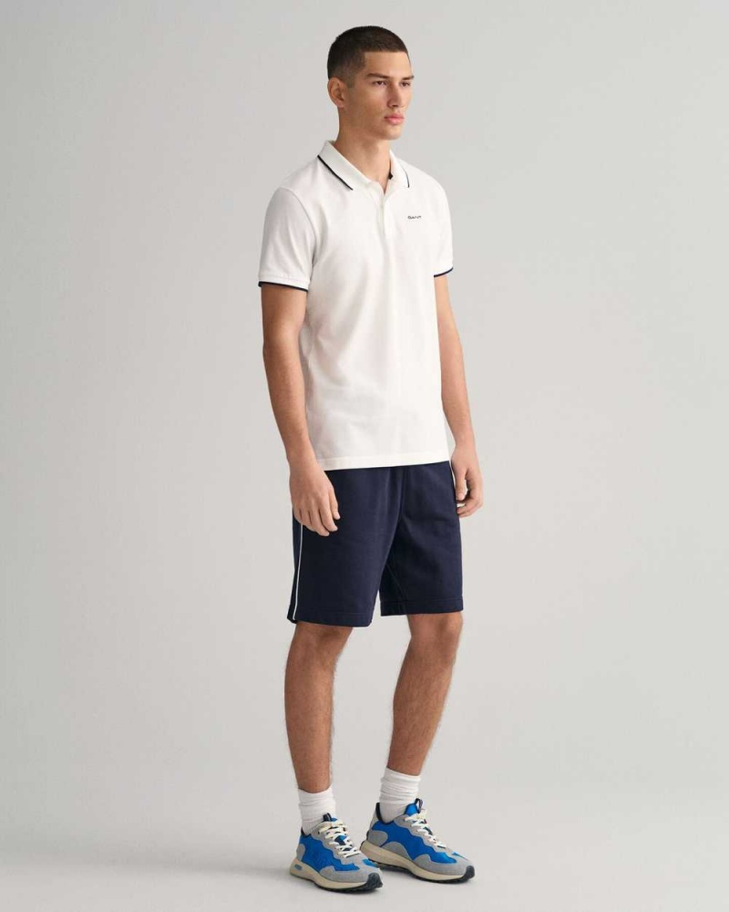 Gant Contrast Tipped Piqué Men's Polo Shirt White | CPOVJ-9641