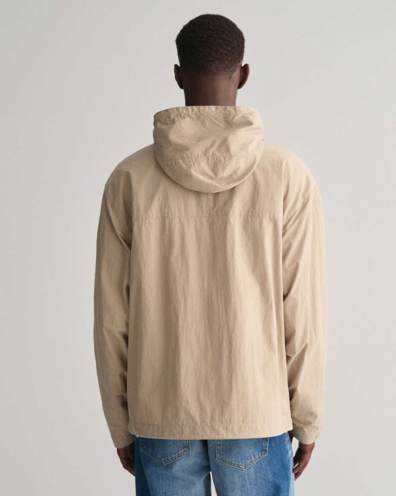 Gant Cotton Windbreaker Men's Jackets Concrete Beige | PUAEH-7659