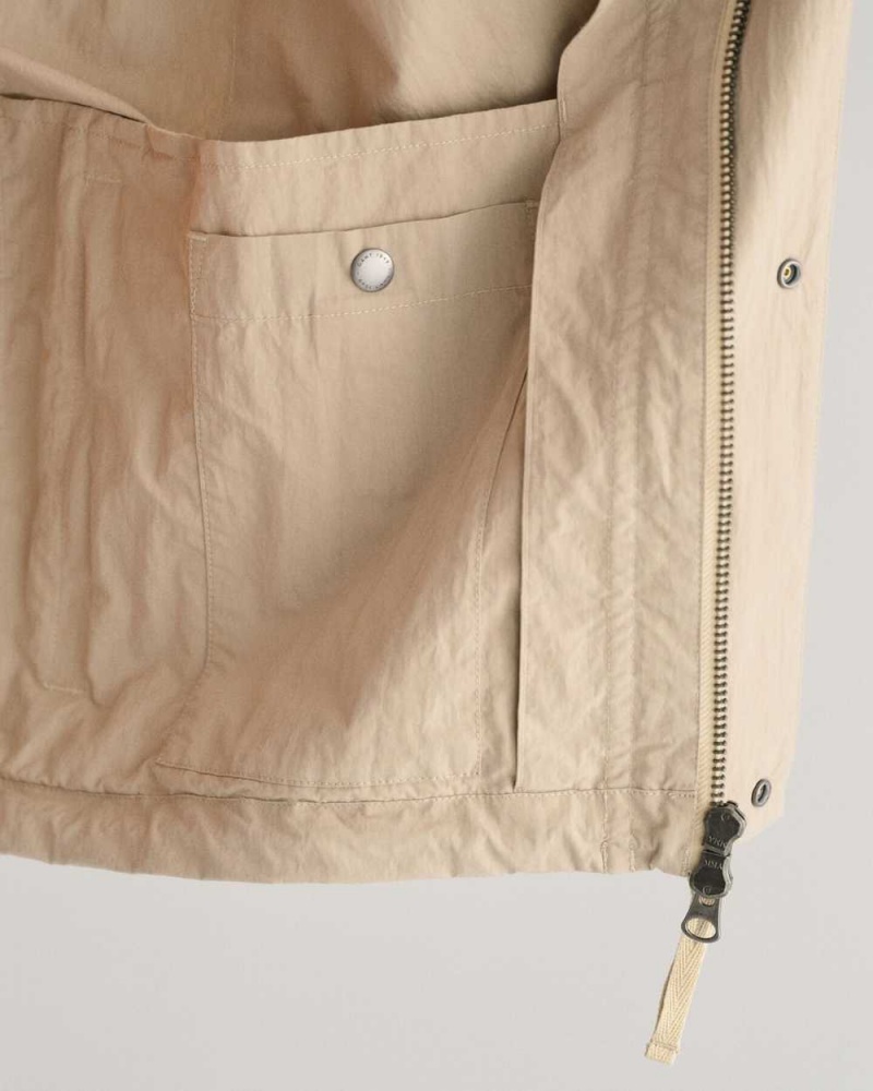 Gant Cotton Windbreaker Men's Jackets Concrete Beige | PUAEH-7659