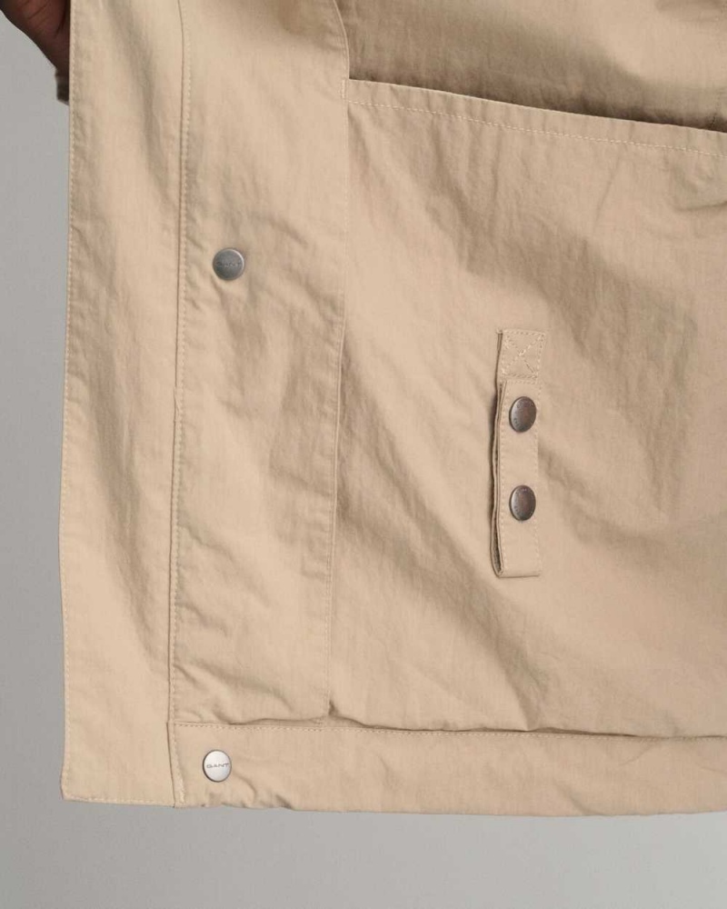 Gant Cotton Windbreaker Men's Jackets Concrete Beige | PUAEH-7659