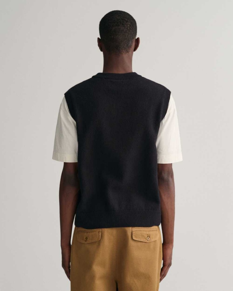 Gant Cotton Wool Men's Vest Black | EUHIB-4561