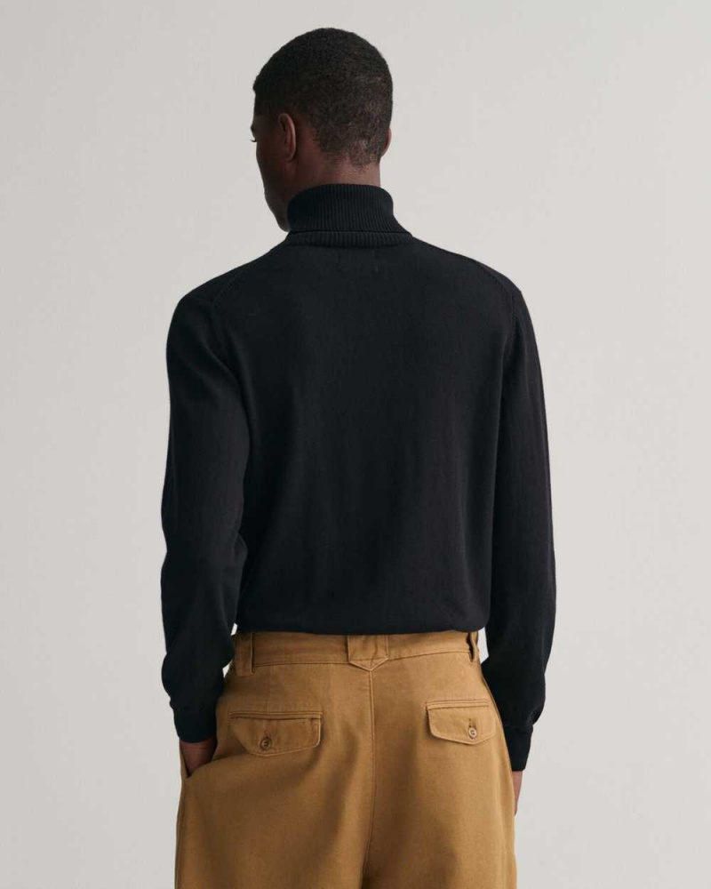 Gant Cotton Wool Turtleneck Men's Sweater Black | ZSNGC-9703