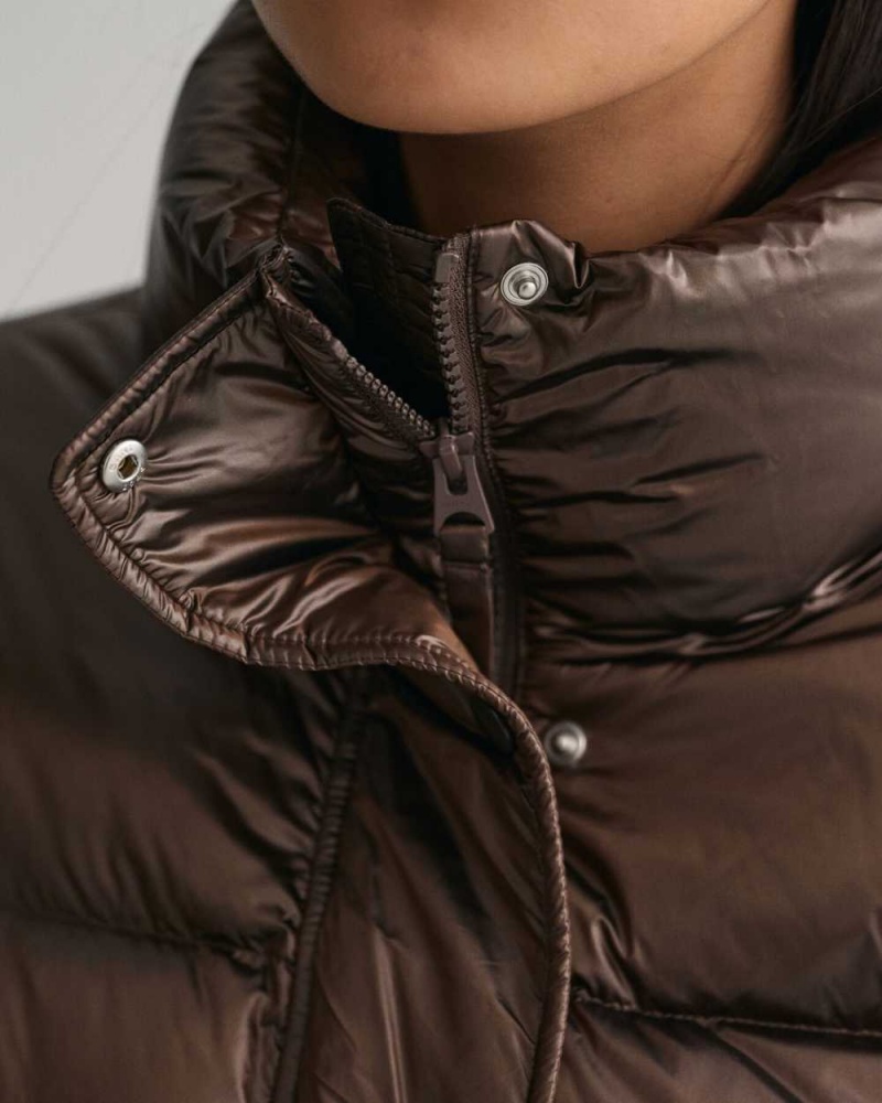 Gant Cropped Down Women's Jackets Rich Brown | ISZJB-2197