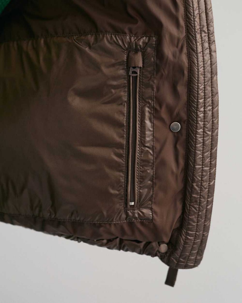 Gant Cropped Down Women's Jackets Rich Brown | ISZJB-2197