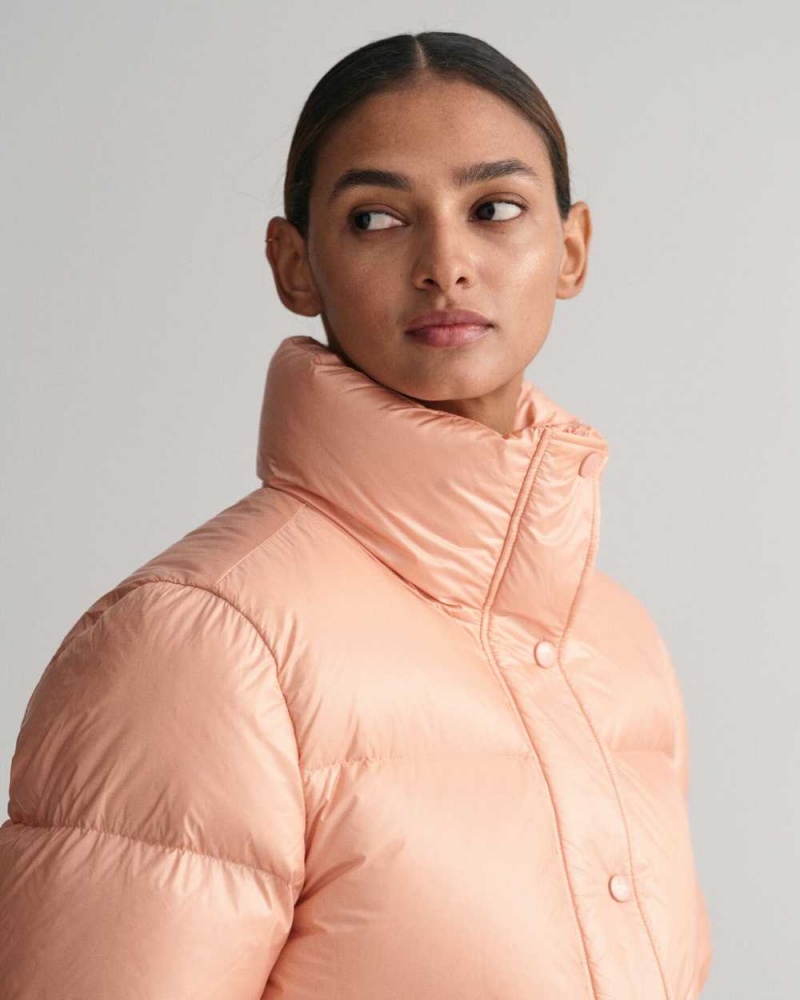 Gant Cropped Down Women's Jackets Salmon Pink | SZOFP-4152