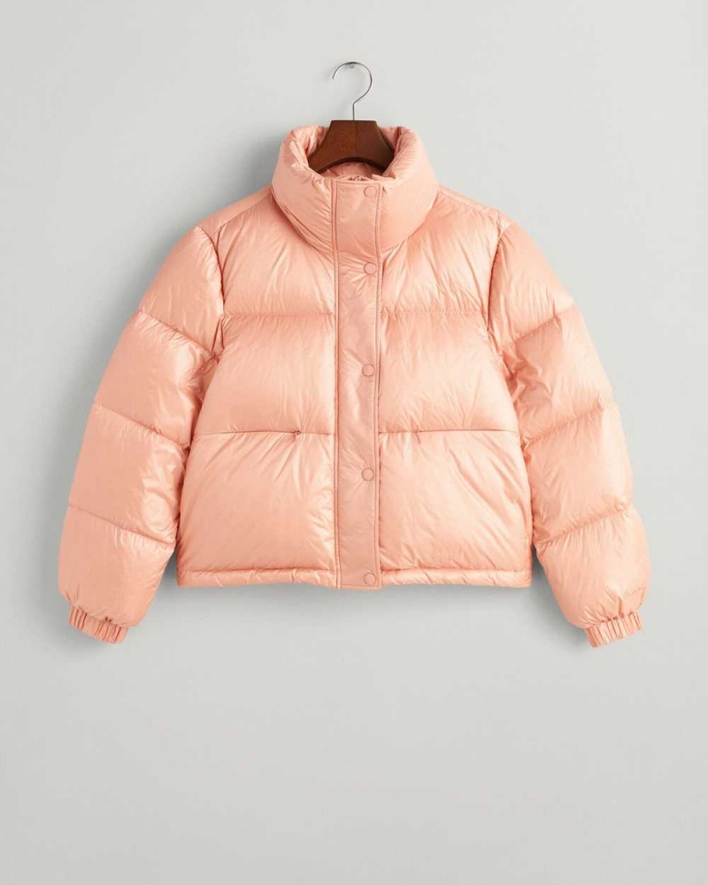 Gant Cropped Down Women's Jackets Salmon Pink | SZOFP-4152