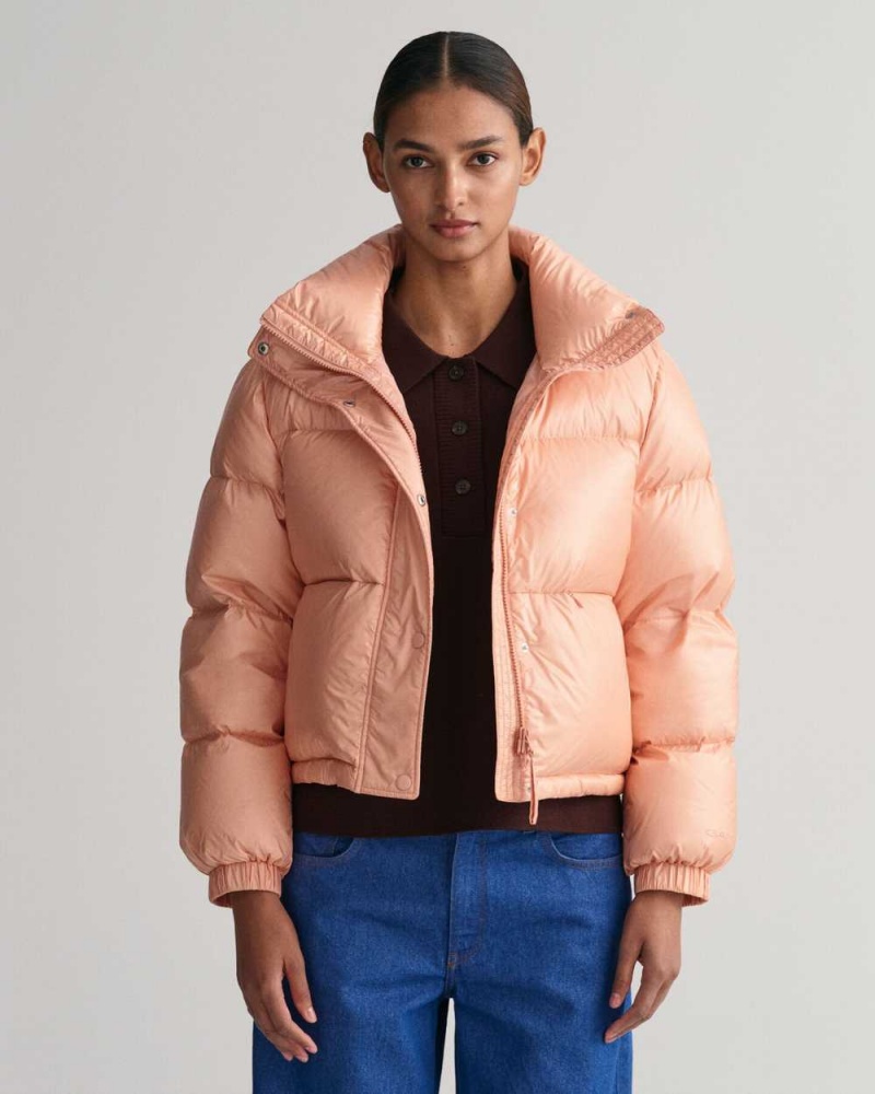 Gant Cropped Down Women\'s Jackets Salmon Pink | SZOFP-4152