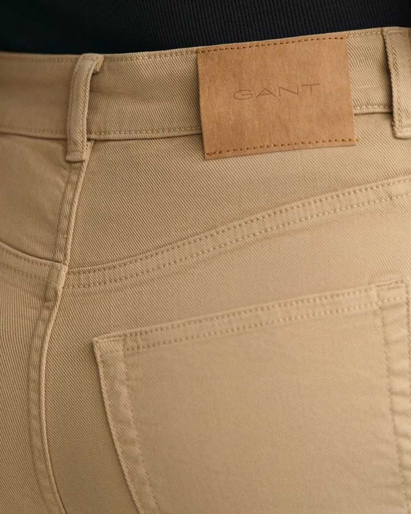 Gant Cropped Wide Leg Color Women's Jeans Dark Khaki | FWXCB-2095