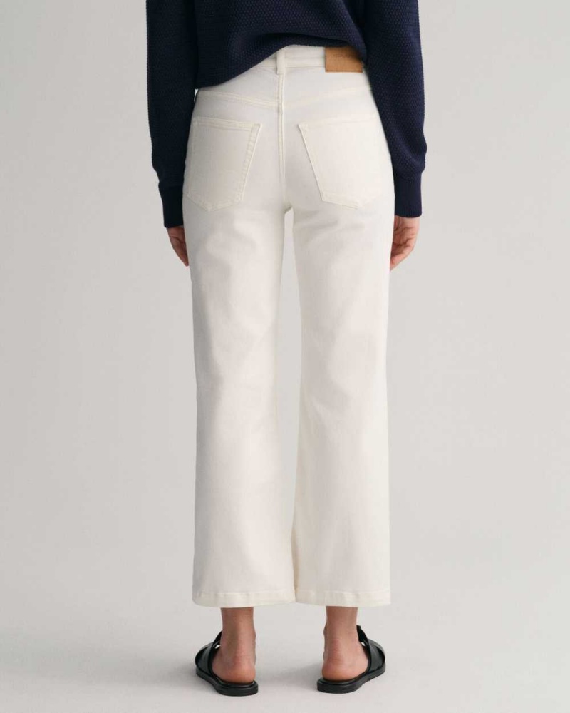 Gant Cropped Wide Leg Color Women's Jeans Beige White | QSMOW-5974