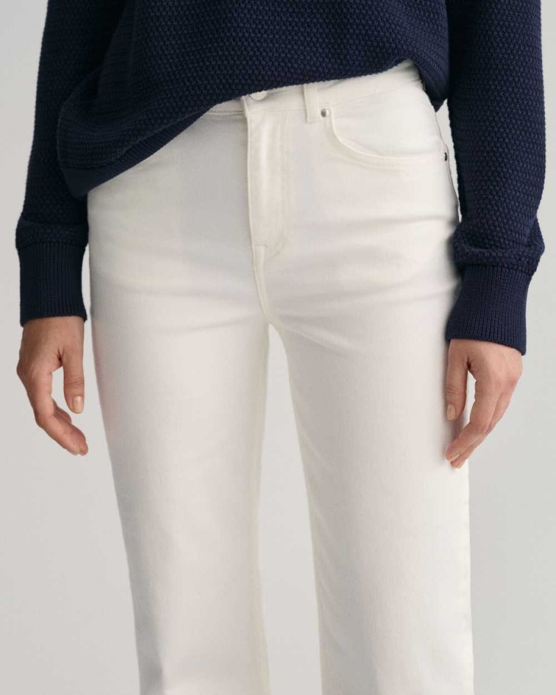 Gant Cropped Wide Leg Color Women's Jeans Beige White | QSMOW-5974