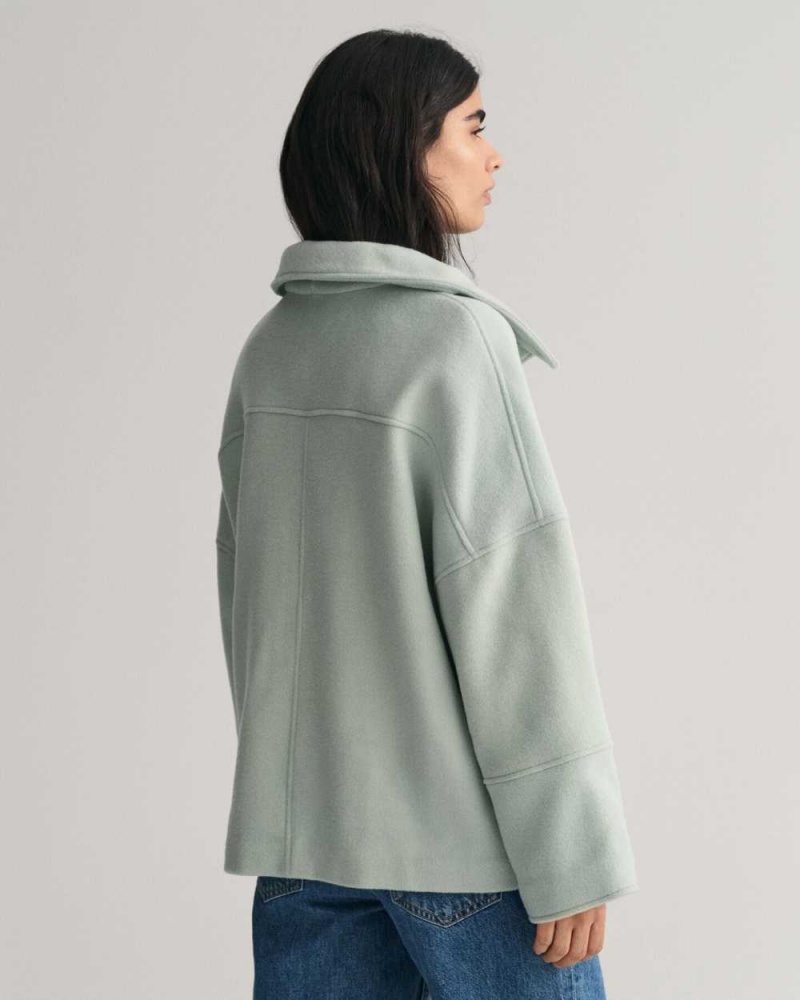 Gant Cropped Wool Women's Jackets Dusty Turquoise | CTRPD-2153