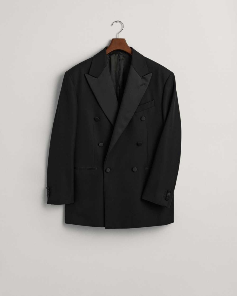 Gant Double-Breasted Tuxedo Suit Men's Blazer Black | EQZMX-0648