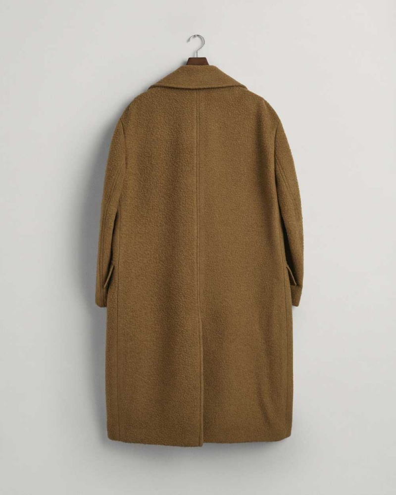 Gant Double-Breasted Wool Men's Coats Mustard Beige | FEBZD-0874