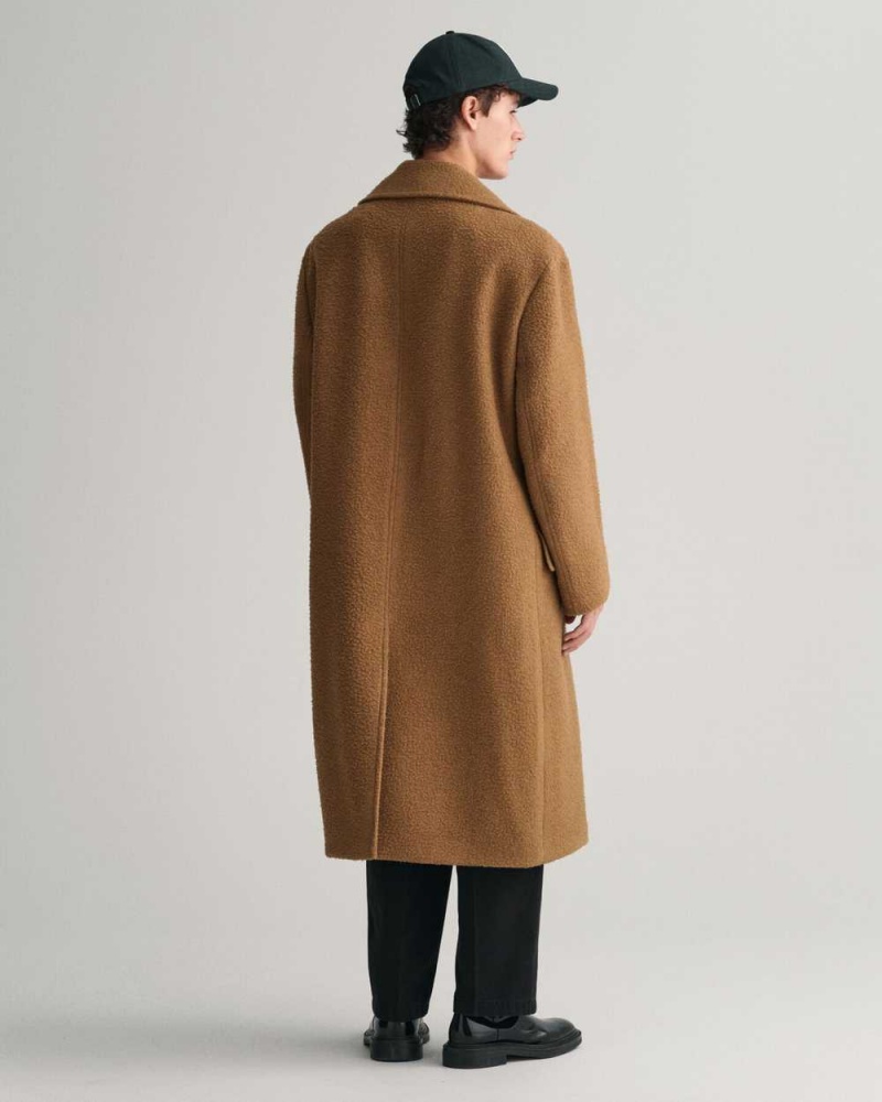 Gant Double-Breasted Wool Men's Coats Mustard Beige | FEBZD-0874