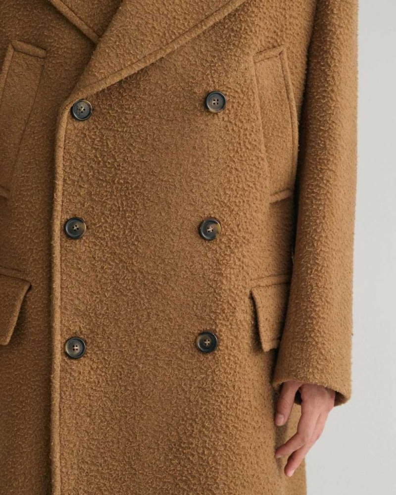 Gant Double-Breasted Wool Men's Coats Mustard Beige | FEBZD-0874