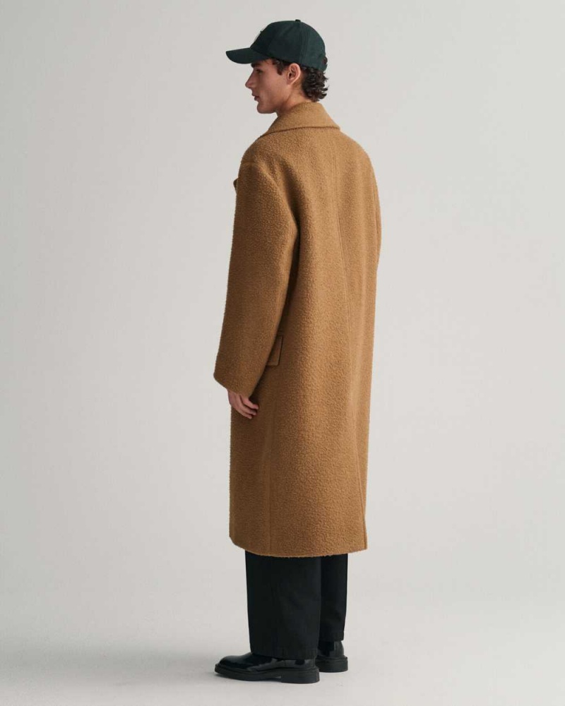 Gant Double-Breasted Wool Men's Coats Mustard Beige | FEBZD-0874