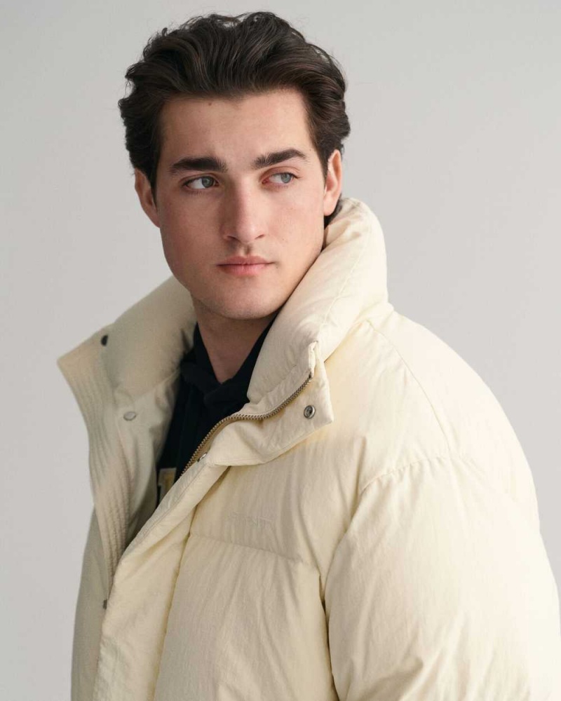 Gant Down Puffer Men's Jackets Cream | FCLOS-6420