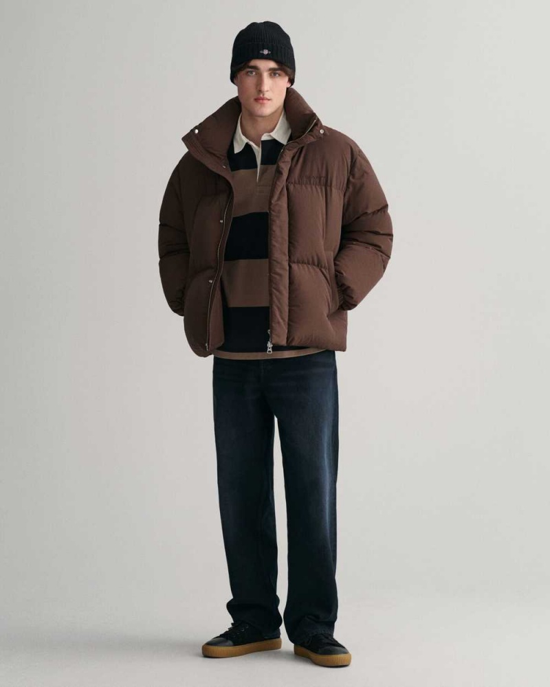 Gant Down Puffer Men's Jackets Rich Brown | ORGLD-6192