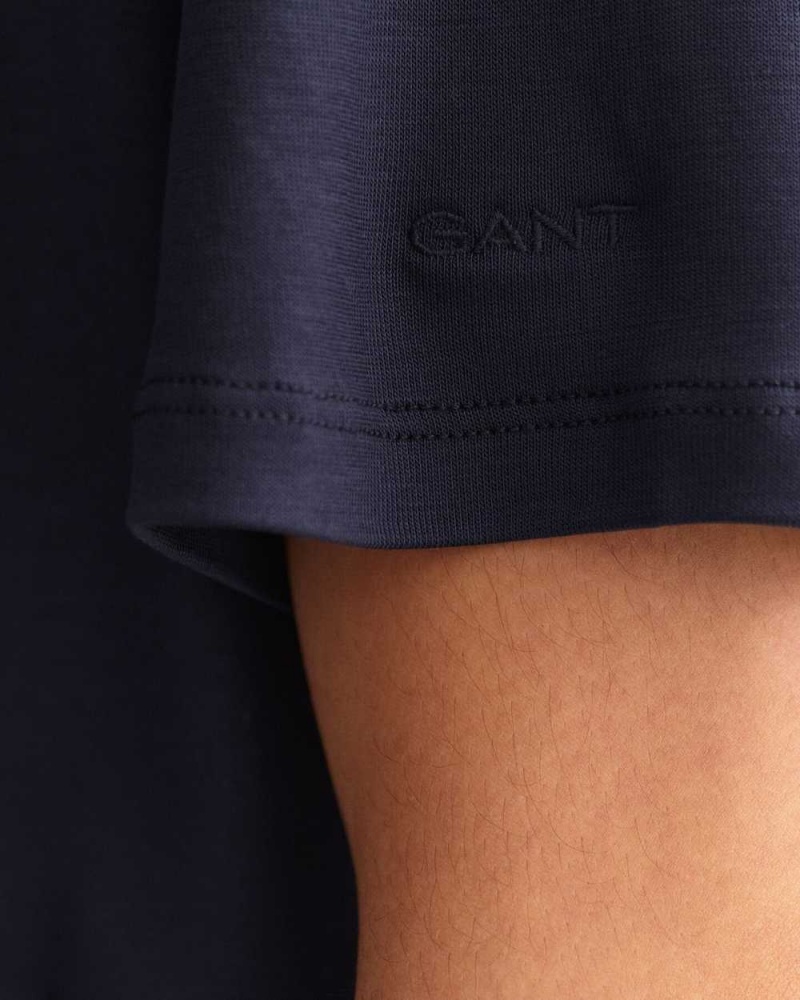 Gant Drape Women's T-Shirt Evening Blue | HXTER-1264