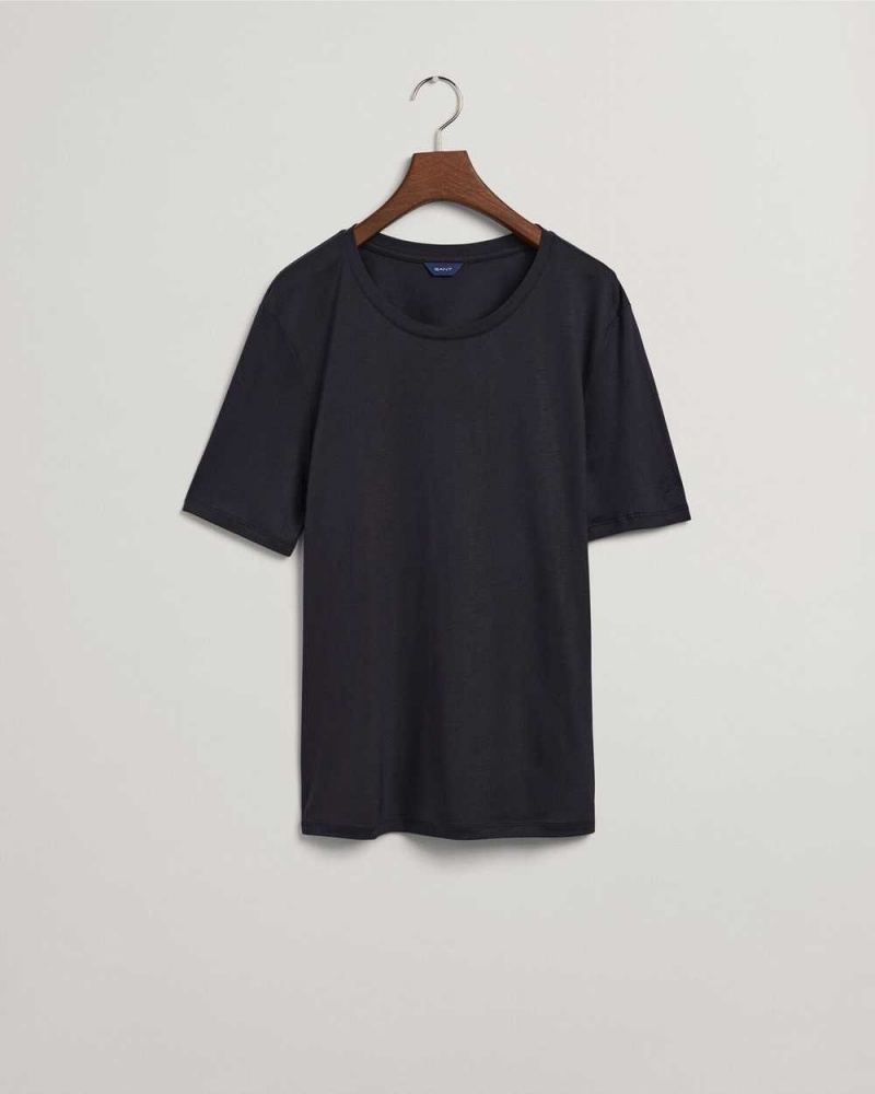 Gant Drape Women's T-Shirt Evening Blue | HXTER-1264