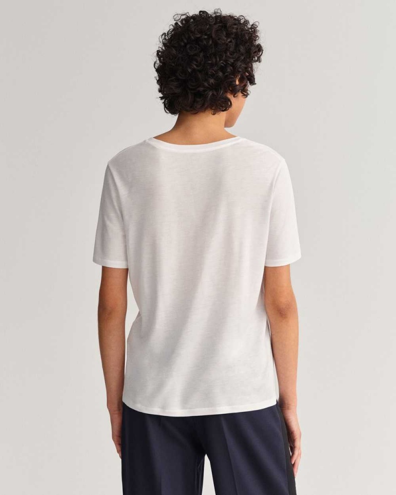 Gant Drape Women's T-Shirt White | OQSNA-1389