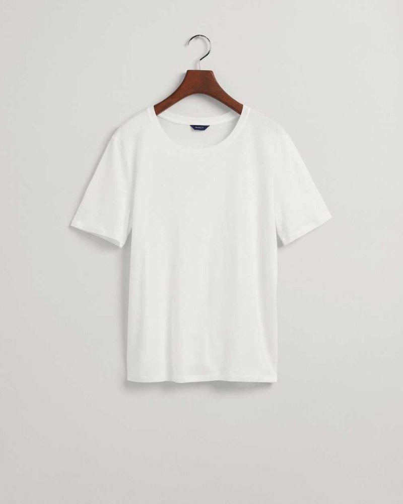 Gant Drape Women's T-Shirt White | OQSNA-1389