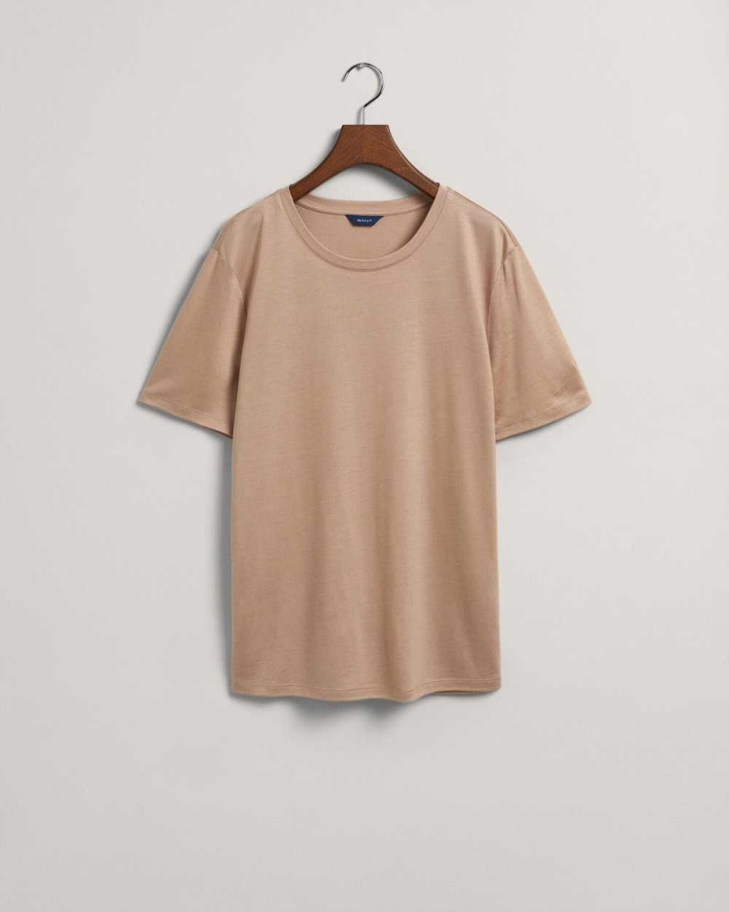 Gant Draped Women's T-Shirt Horn Beige | EPWCZ-2564