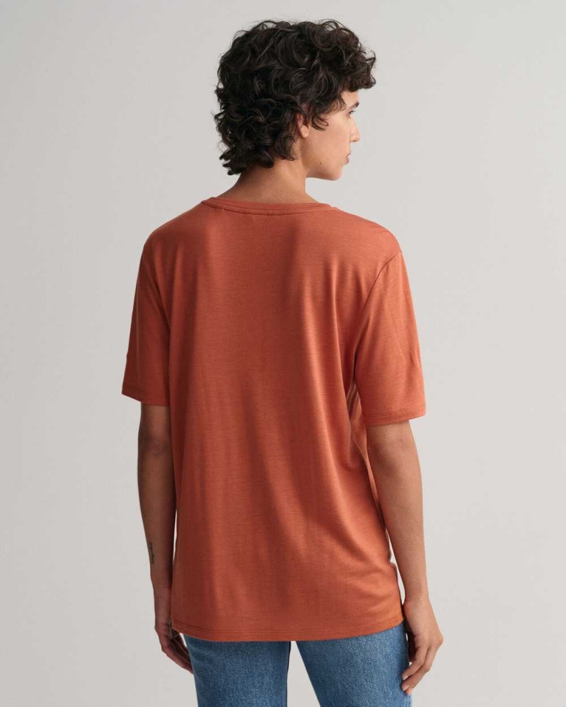 Gant Draped Women's T-Shirt Light Copper | QICZU-5243