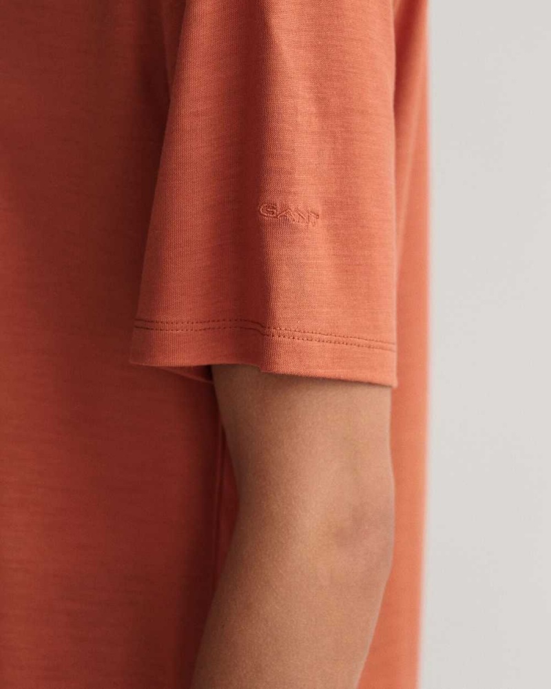 Gant Draped Women's T-Shirt Light Copper | QICZU-5243