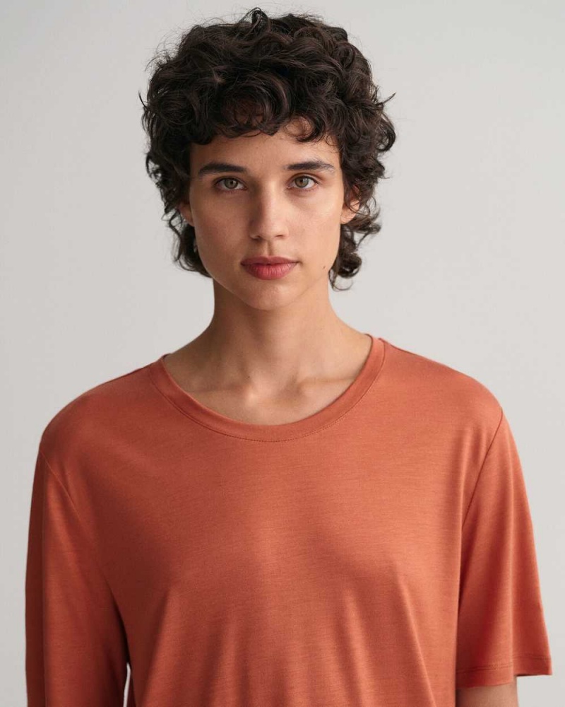 Gant Draped Women's T-Shirt Light Copper | QICZU-5243