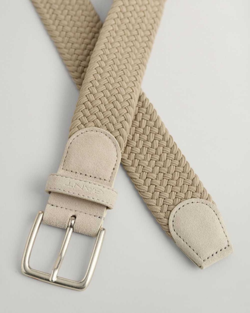 Gant Elastic Braided Men's Belts Dry Sand | CSKAB-2378