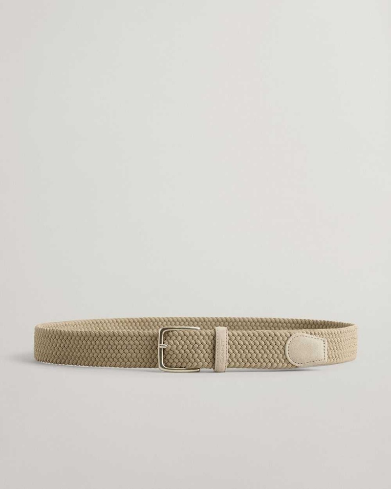 Gant Elastic Braided Men\'s Belts Dry Sand | CSKAB-2378