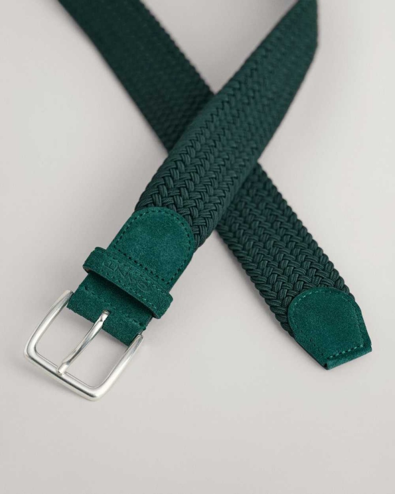 Gant Elastic Braided Men's Belts Tartan Green | TCNSL-8609