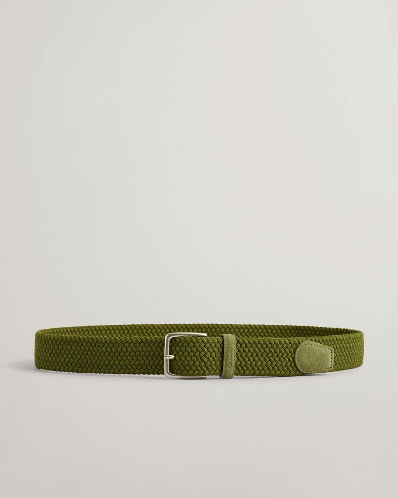 Gant Elastic Braided Men's Belts Warm Surplus Green | HWGCY-7825