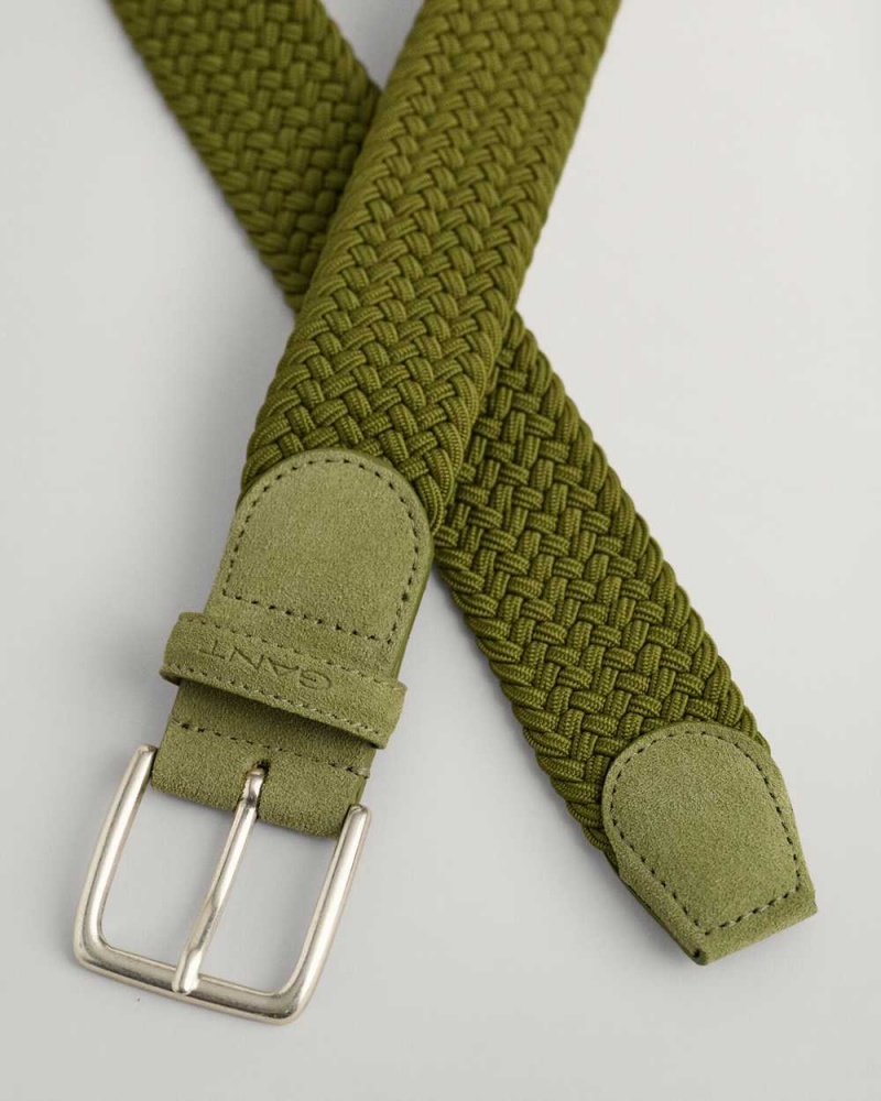 Gant Elastic Braided Men's Belts Warm Surplus Green | HWGCY-7825