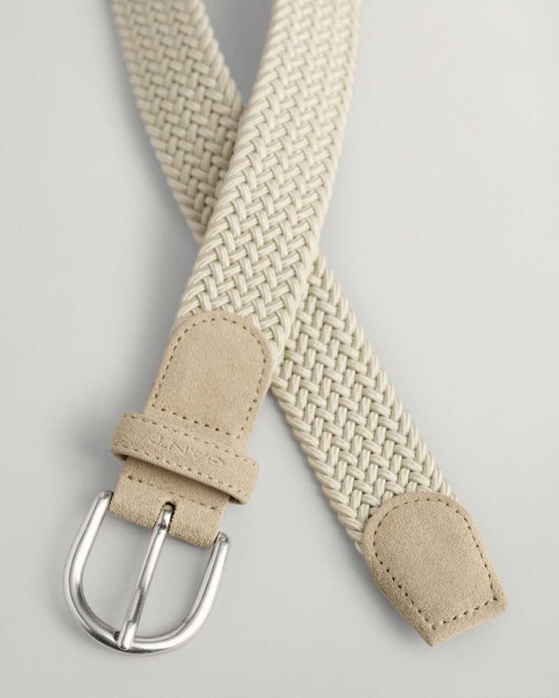 Gant Elastic Braided Women's Belts Cream | NBFCM-5413