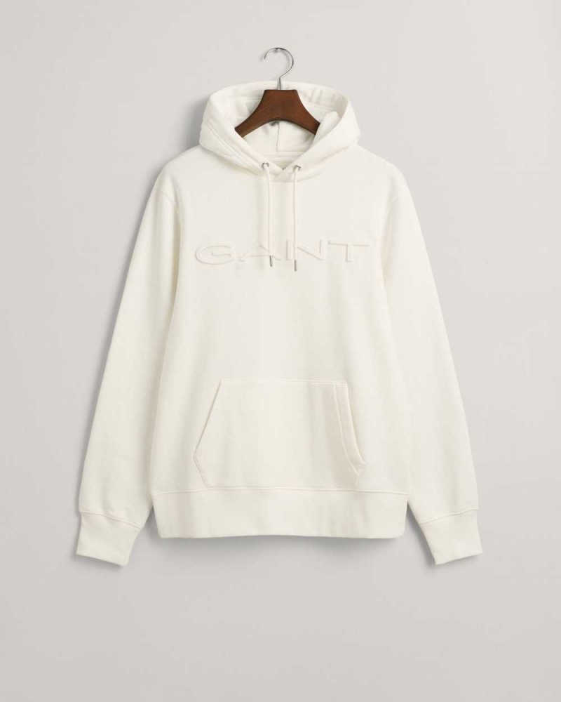 Gant Embossed Men\'s Hoodie Beige White | LHIKZ-8793