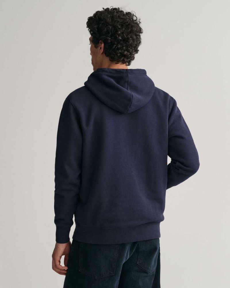 Gant Embossed Men's Hoodie Evening Blue | FCHXU-0684