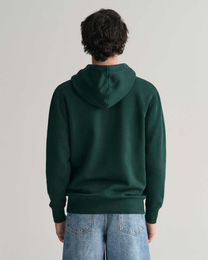 Gant Embossed Men's Hoodie Tartan Green | IWVEA-4270