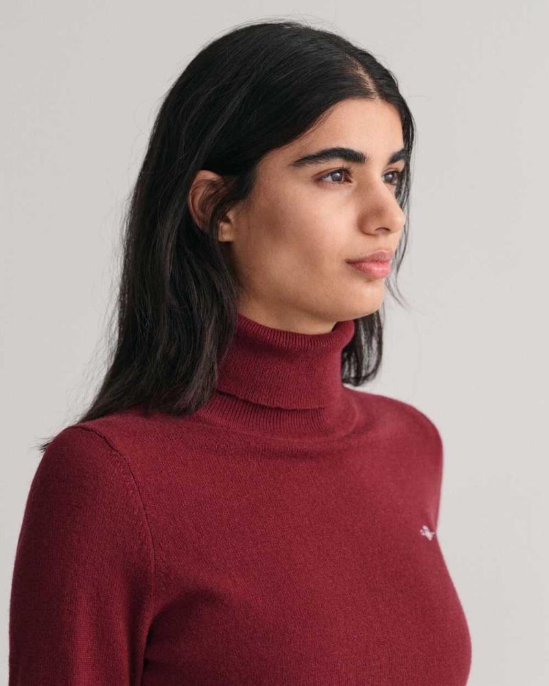 Gant Extra Fine Turtleneck Women's Sweater Plumped Red | TQDGA-8726