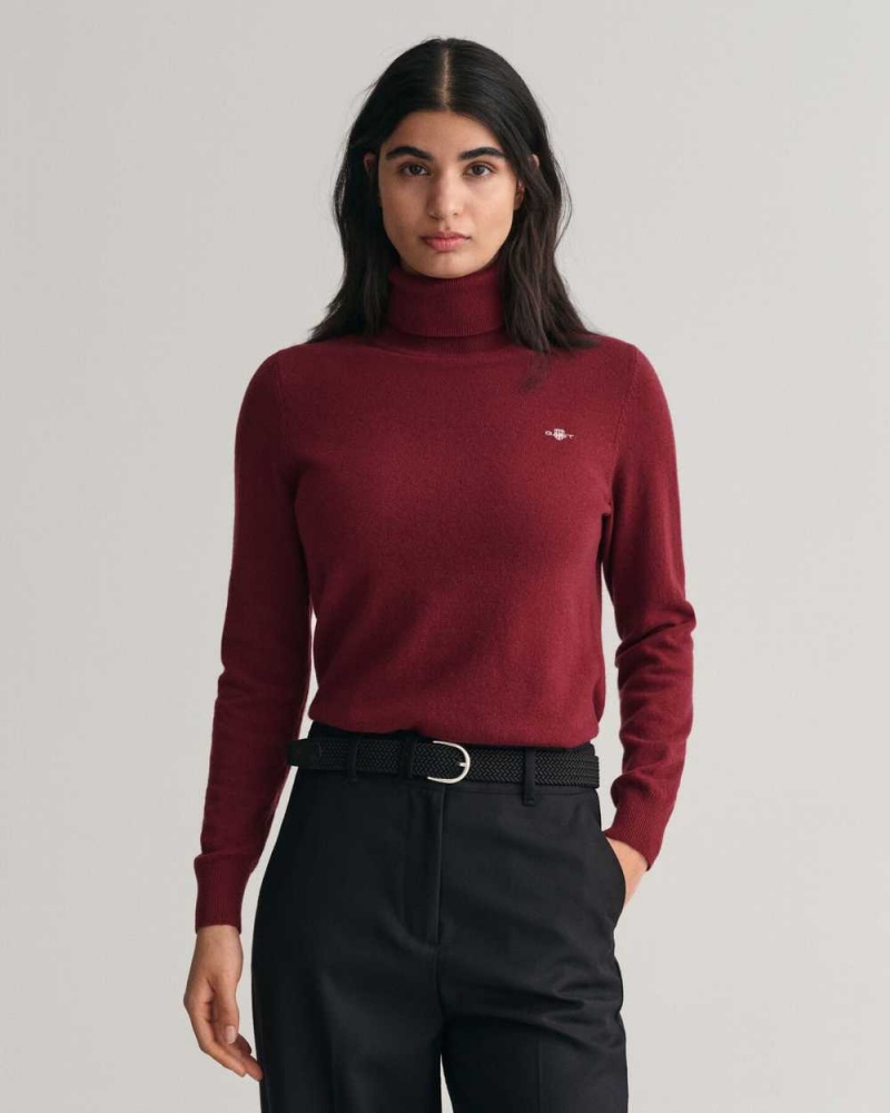 Gant Extra Fine Turtleneck Women\'s Sweater Plumped Red | TQDGA-8726