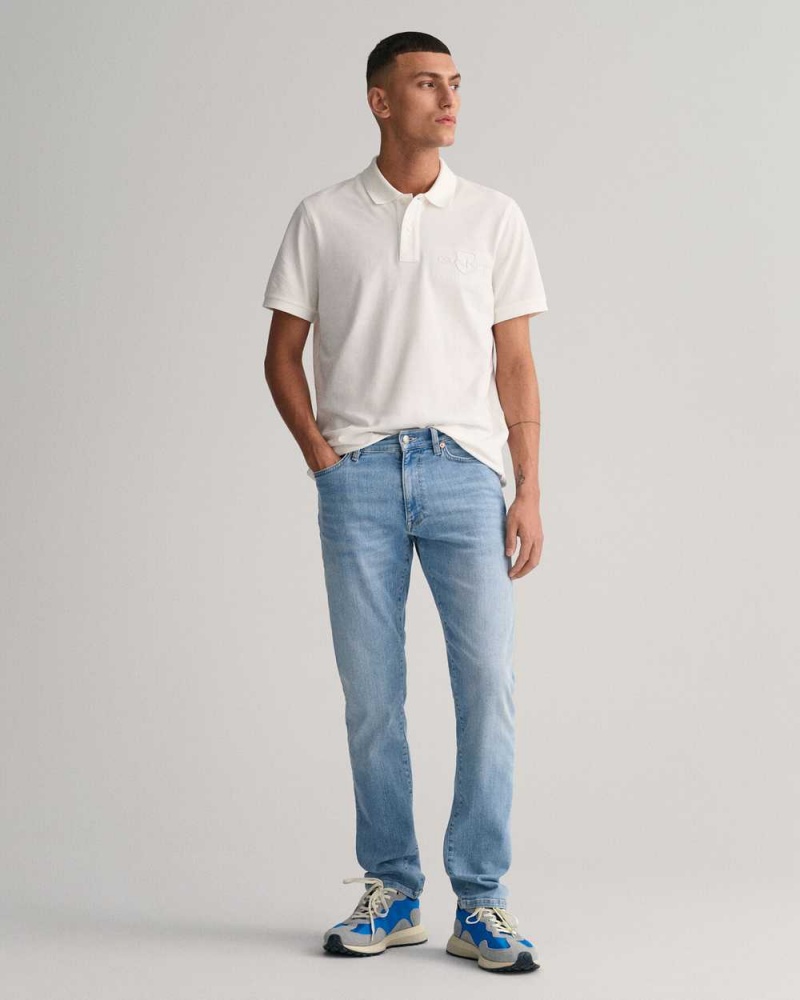 Gant Extra Slim Fit Active Recover Men's Jeans Semi Light Blue | LCEJT-6845