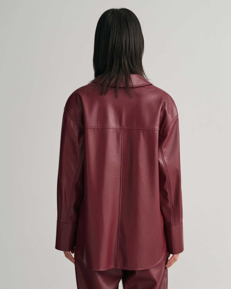 Gant Faux Leather Over Women's Shirts Plumped Red | YCVBT-0685