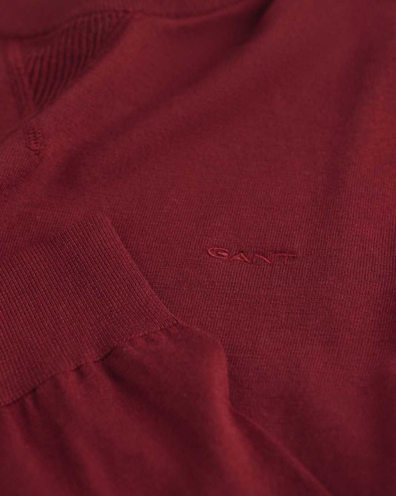 Gant Fine Cotton Crew Neck Men's Sweater Plumped Red | VZNEB-0982