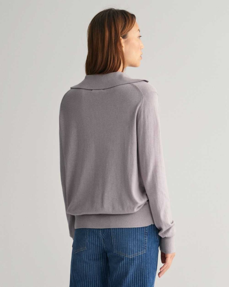 Gant Fine Knit Rugger Women's Sweater Mid Grey | EPAON-4890