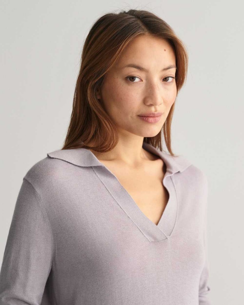 Gant Fine Knit Rugger Women's Sweater Mid Grey | EPAON-4890