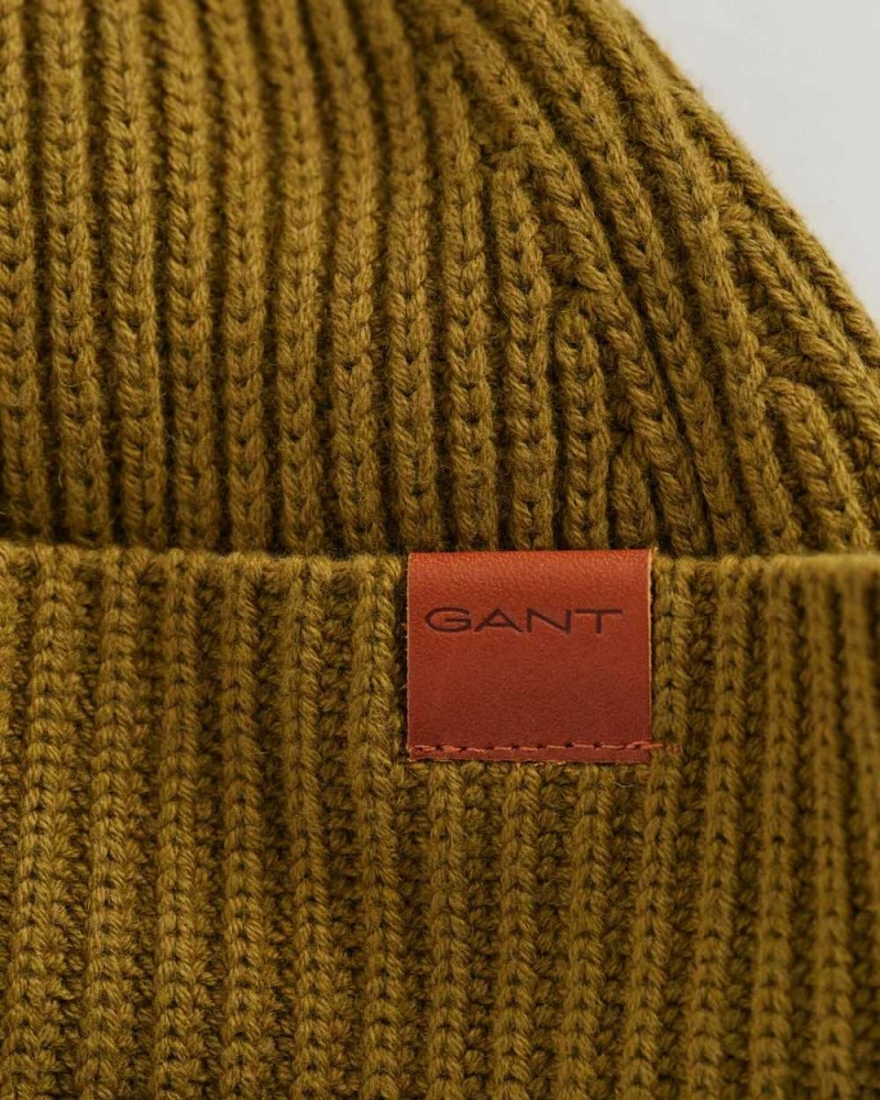 Gant Fisherman Beanie Men's Caps Warm Surplus Green | CDPEV-6823