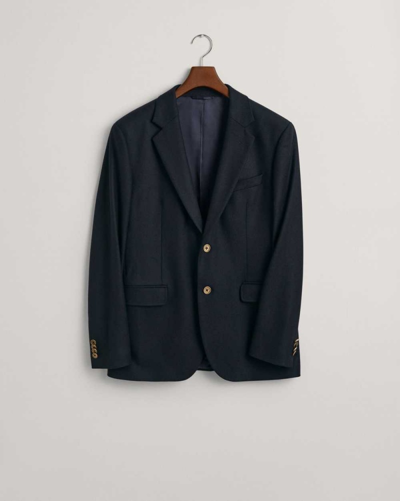 Gant Flannel Club Men's Blazer Evening Blue | SNWRC-3450